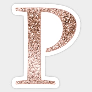 P rose gold glitter monogram letter Sticker